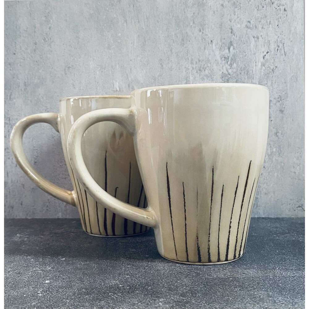 Vintage retired Pier 1 Sanctuary Starburst 12 oz Tea/Coffee Mugs Set of 2